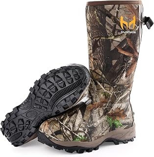 Hunthor Hunting Boots for Men, Waterproof Insulated 6mm Neoprene Rubber Boots for Hunting and Outdoor Activities (Camo)