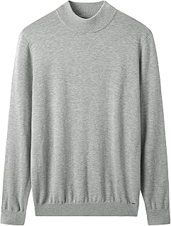 ZHILI Men's 100% Merino Wool Mock Neck Pullover Sweater