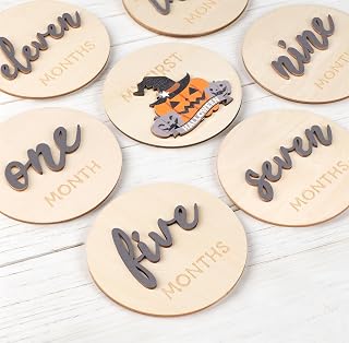 3D Newborn Monthly Milestone Signs Maker,Wooden Monthly Baby Milestone Sign | Baby Month Milestone Signs,1-12 Month Wooden Hello World Baby Signs,Milestone Wooden Circles,for Baby Shower,Nursery Decor