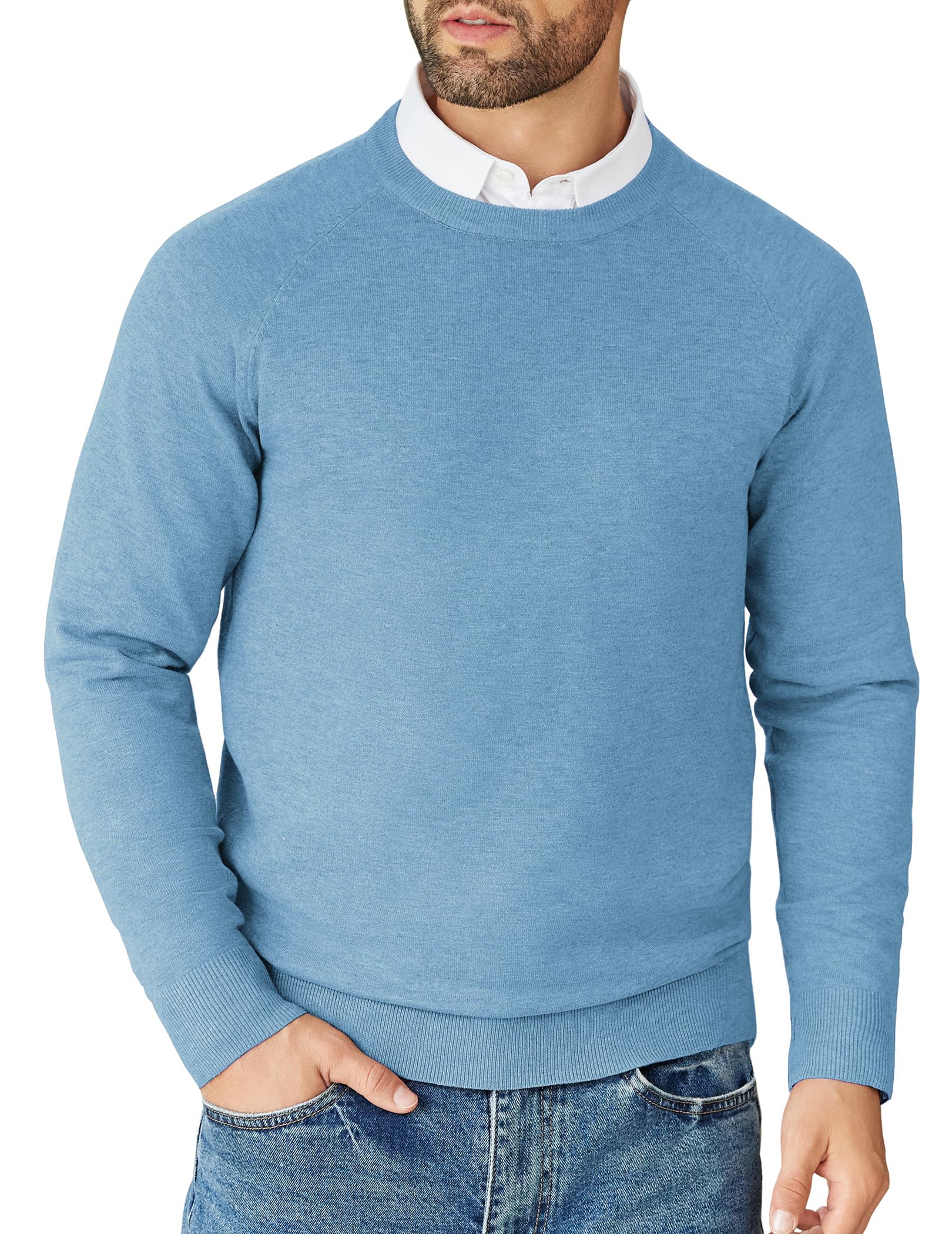 COOFANDY Men's Jumper Crew Neck Sweater Knitted Casual Jumpers