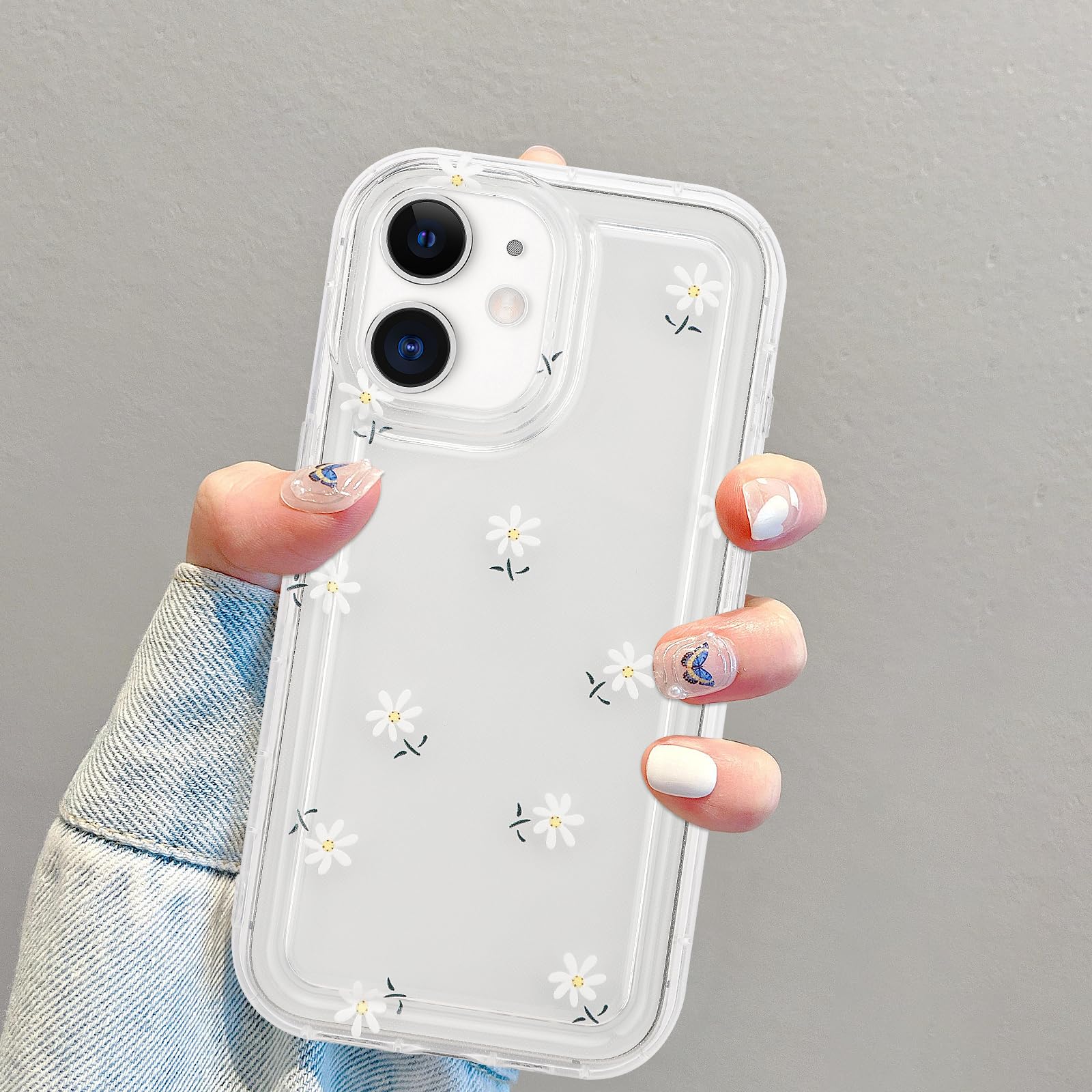 Clear Case Compatible with iPhone 11, Transparent Daisies for Women, Soft TPU Sh