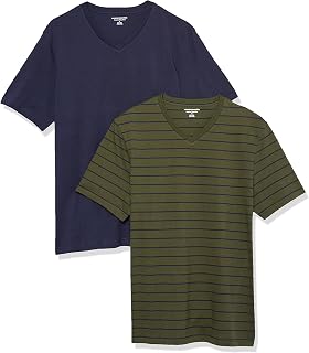 Amazon Essentials Men's Short Sleeve V-Neck T-Shirt, Pack of 2
