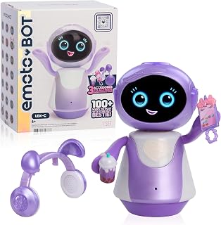 emotoBOT LEX-C Interactive Robot Kids’ Toy Touch-and Sound-Responsive Robot | Holiday Stocking Stuffers, Gifts, Presents, Ages 6+, Purple, Motion, LED Face, 100+ Ways to Play