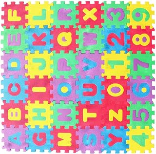 BESPORTBLE 36pcs Foam Puzzle Play Mat Interlocking EVA Floor Tiles with Alphabet and Numbers 12x12cm Random Color