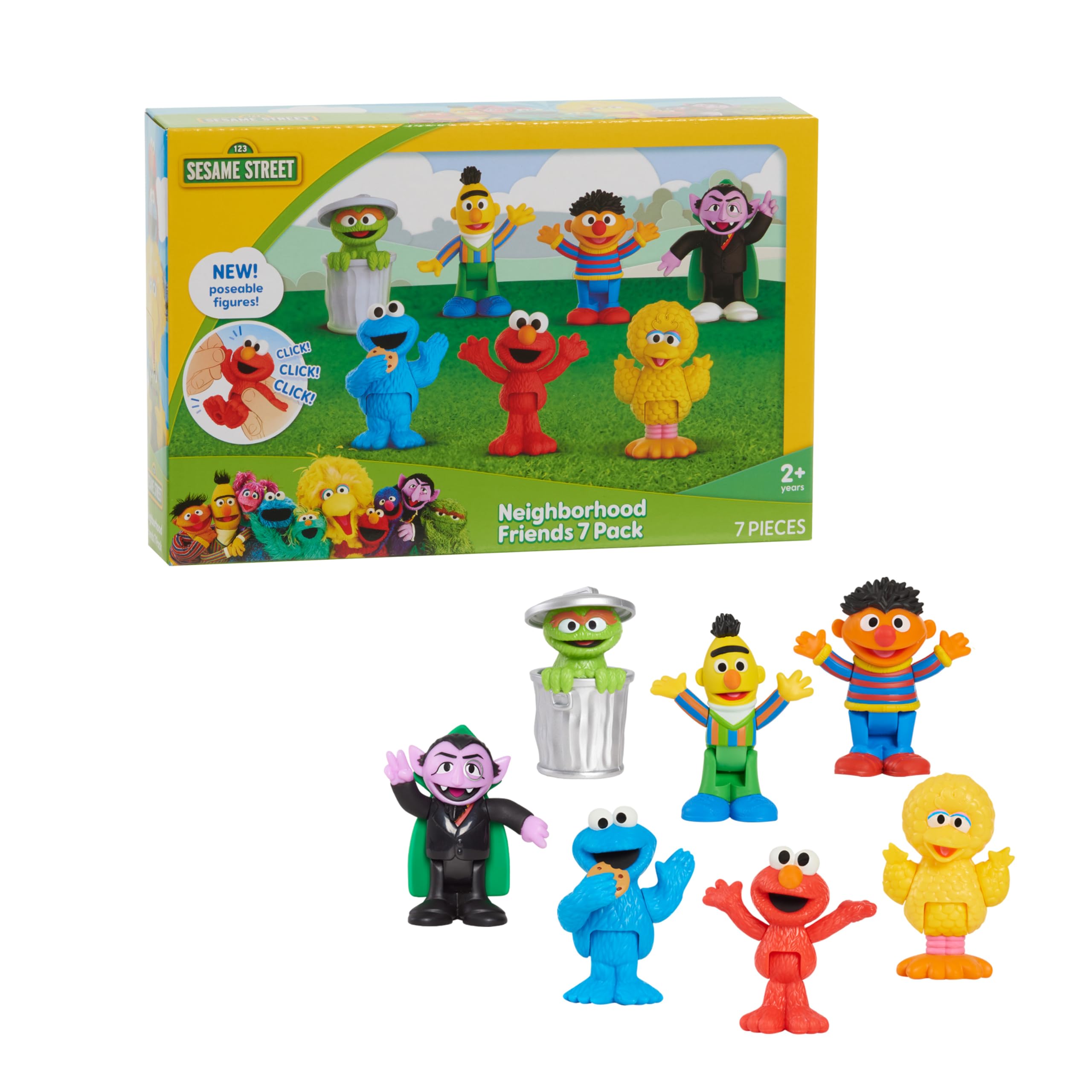 Just Play Sesame Street Neighborhood Friends Poseable Figurines | 7 Figurines, H