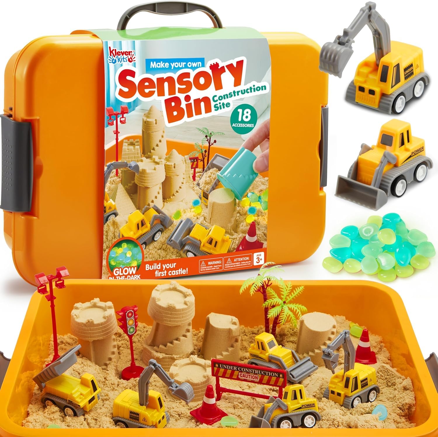 Klever Kits Magic Play Sand for Kids Construction Toys Sandbox with 18 Accessori
