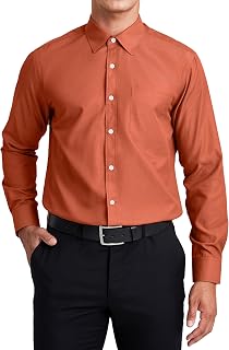 HISDERN Mens Long Sleeve Dress Shirt Button Down Smart Casual Business Office Wear with Chest Pocket Regular Fit