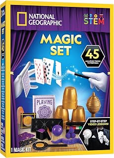 National Geographic Kids Magic Kit with 45 Tricks for Kids Ages 8-12 | Perform Classic Illusions, Performance Props, STEM Learning, Video Instructions from a Professional Magician, Birthday Gift