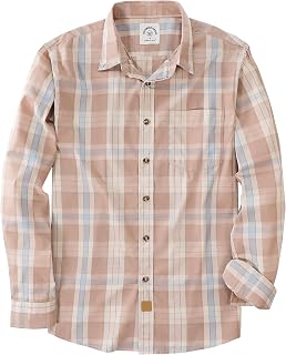 Dubinik® Mens Long Sleeve Button Down Shirts Plaid Casual Work Cotton Vintage Soft with Pocket Regular Fit