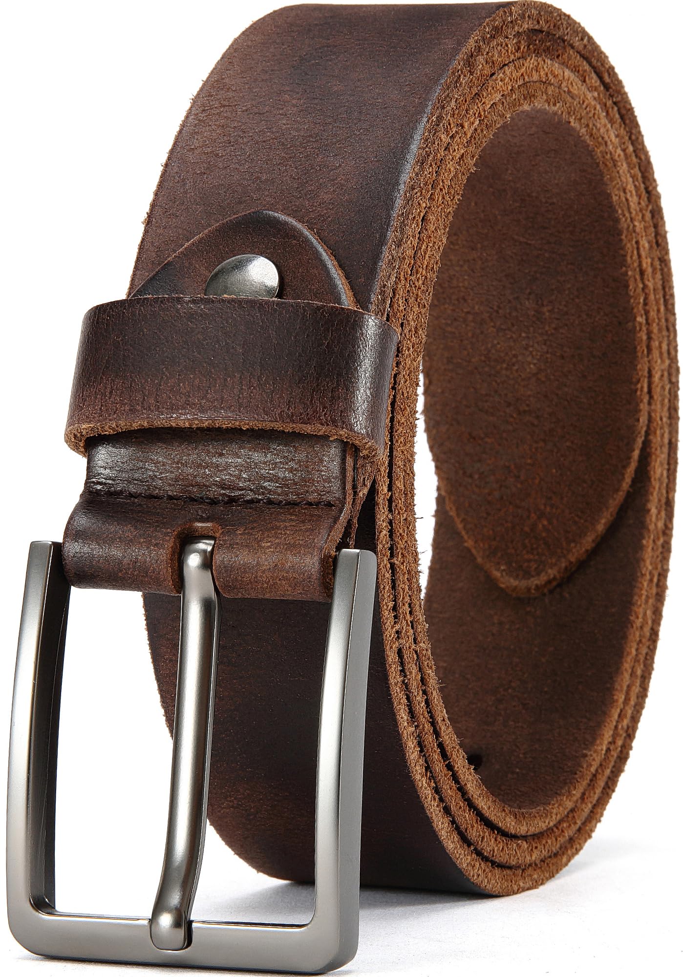 DOOPAI Men's Full Grain Leather Belt, 1.5" Wide, Handmade Casual Belt