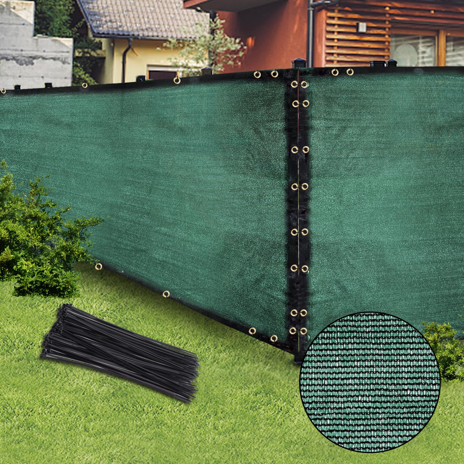 Green 6FT X 50FT Outdoor Privacy Screen Fence & Mesh Shade Net Cover, Ideal for 