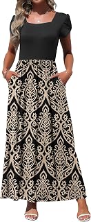 MOLERANI Women's Square Neck Maxi Dresses Petal Sleeve Summer Long Dress