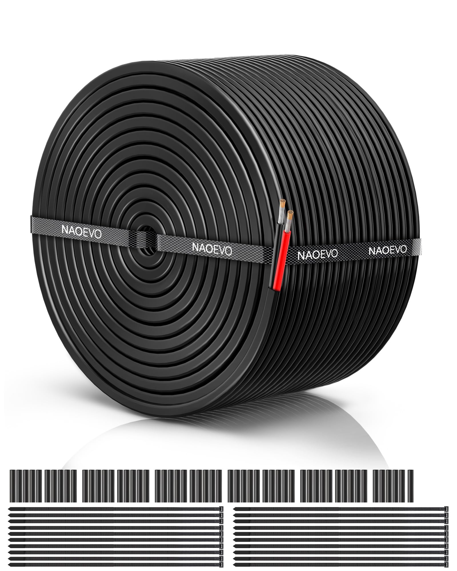 NAOEVO 18 Gauge Wire 2 Conductor, 18 Gauge Automotive Wire 12V Cable, 100FT