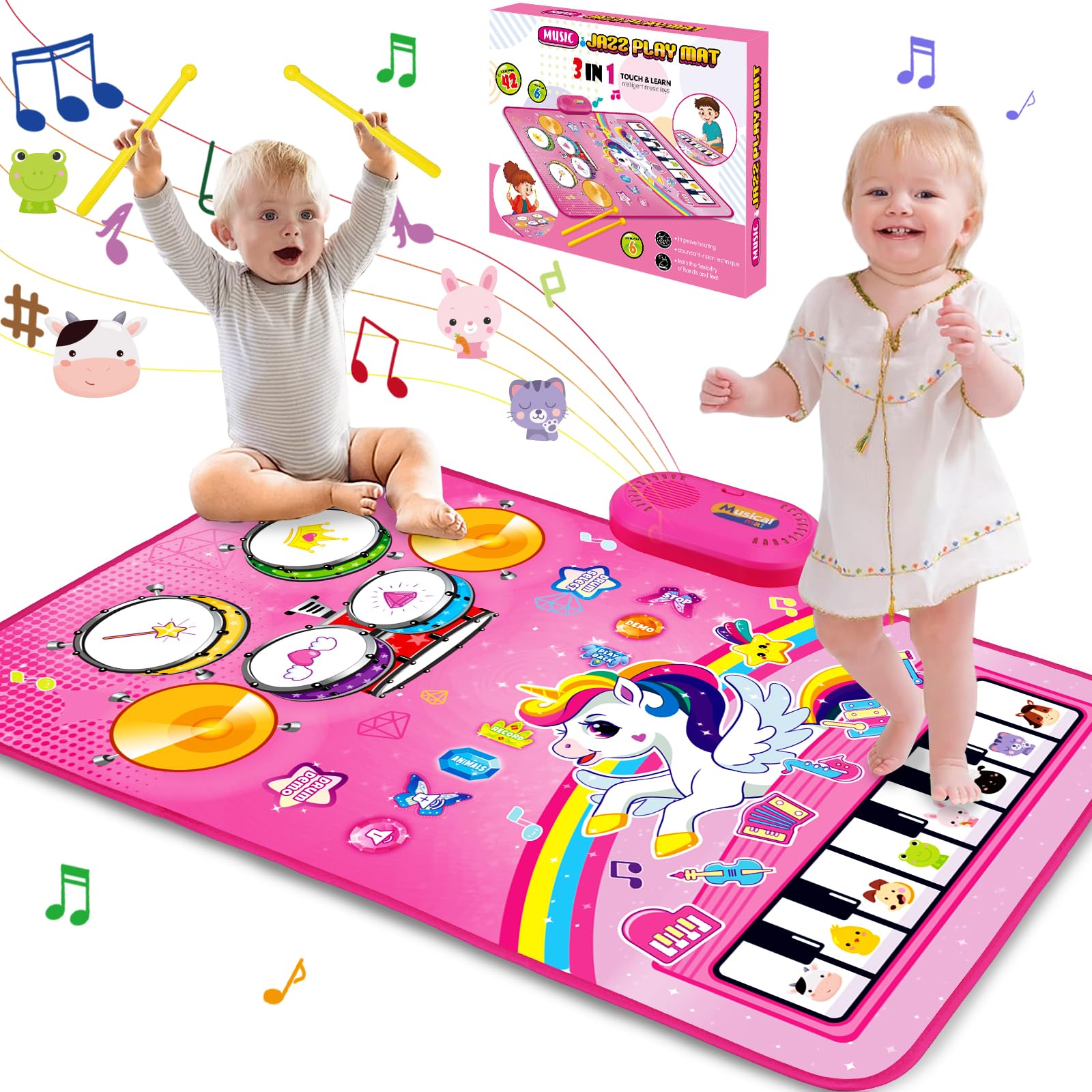 Toys for 1 Year Old Girl Gifts: 3 in 1 Baby Music Mat Toddler Toys Age 1-2 | Pia