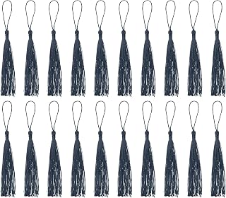 Bookmark Tassels, 30 Pieces 5.1 Inch Soft Silky Tassels with Loops for Keychain, Graduation DIY Craft, DIY Accessories, Navy Blue