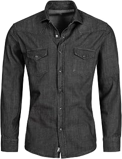 Rock Creek Men's Denim Shirt Denim Blue Men's Regular Fit Long Sleeve Shirt S – XXL
