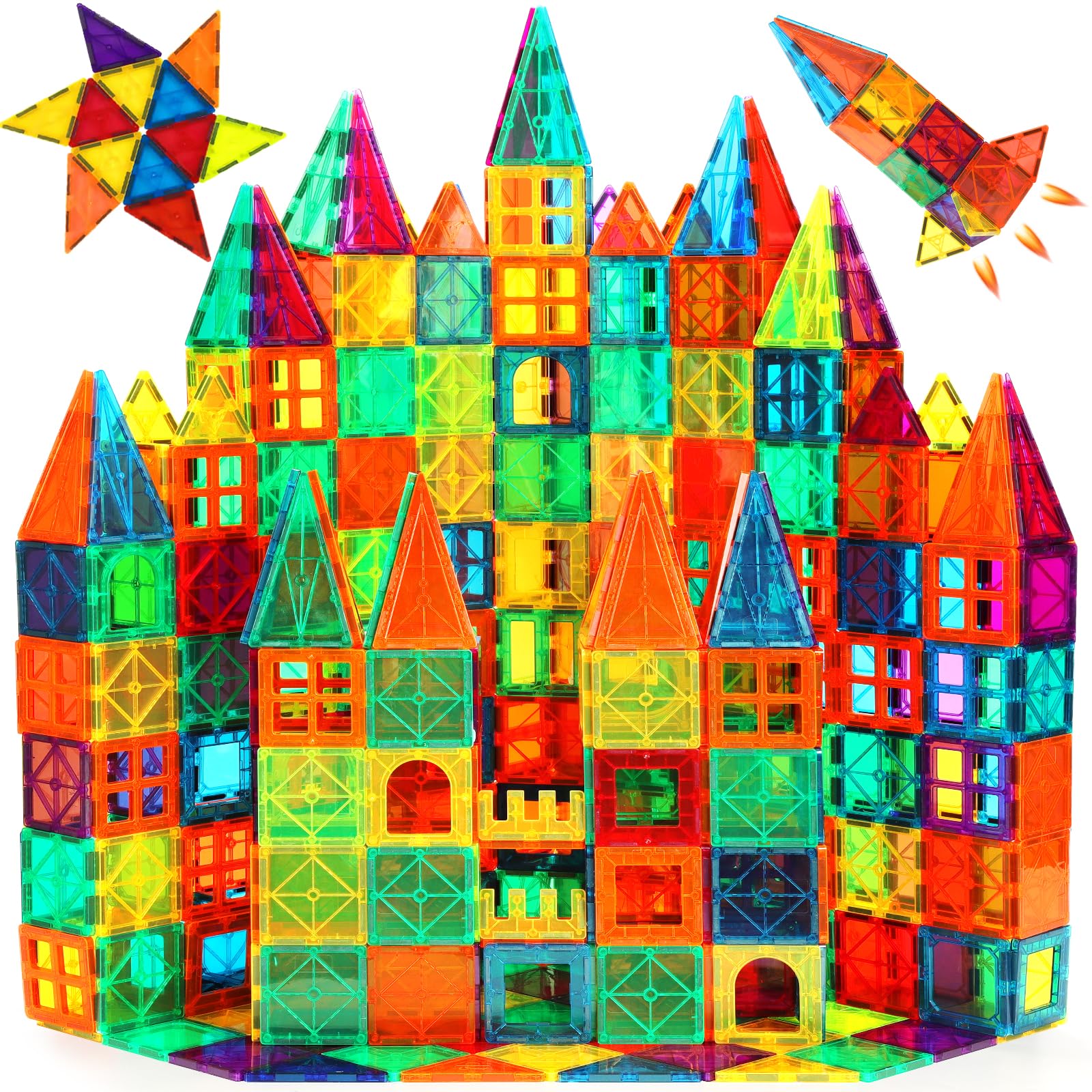 FNJO Magnetic Tiles, 110PCS Magnet Building Blocks STEM Toy for Kids | Magnet Bu