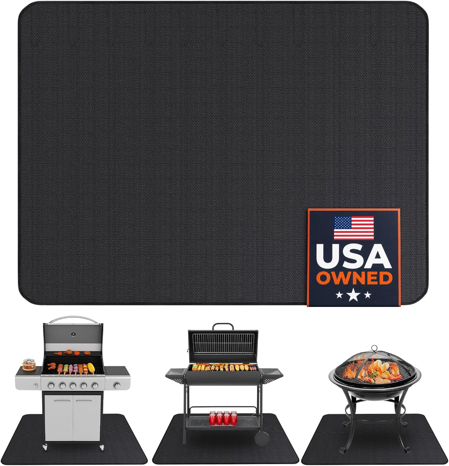 Under Grill Mats for Outdoor Grill (48 x 30 inch) Double-Sided Mat for Under Fir