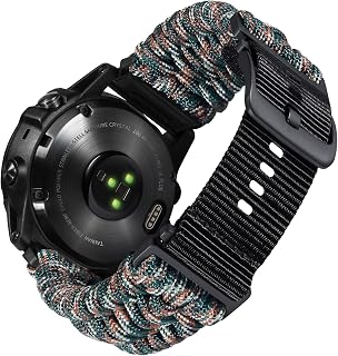 BINLUN Compatible with Garmin 20mm 22mm 26mm Braided Military Paracord Strap Sport Wristbands Nylon Watch Replacement Ideal for Fenix/Instinct/Forerunner Men