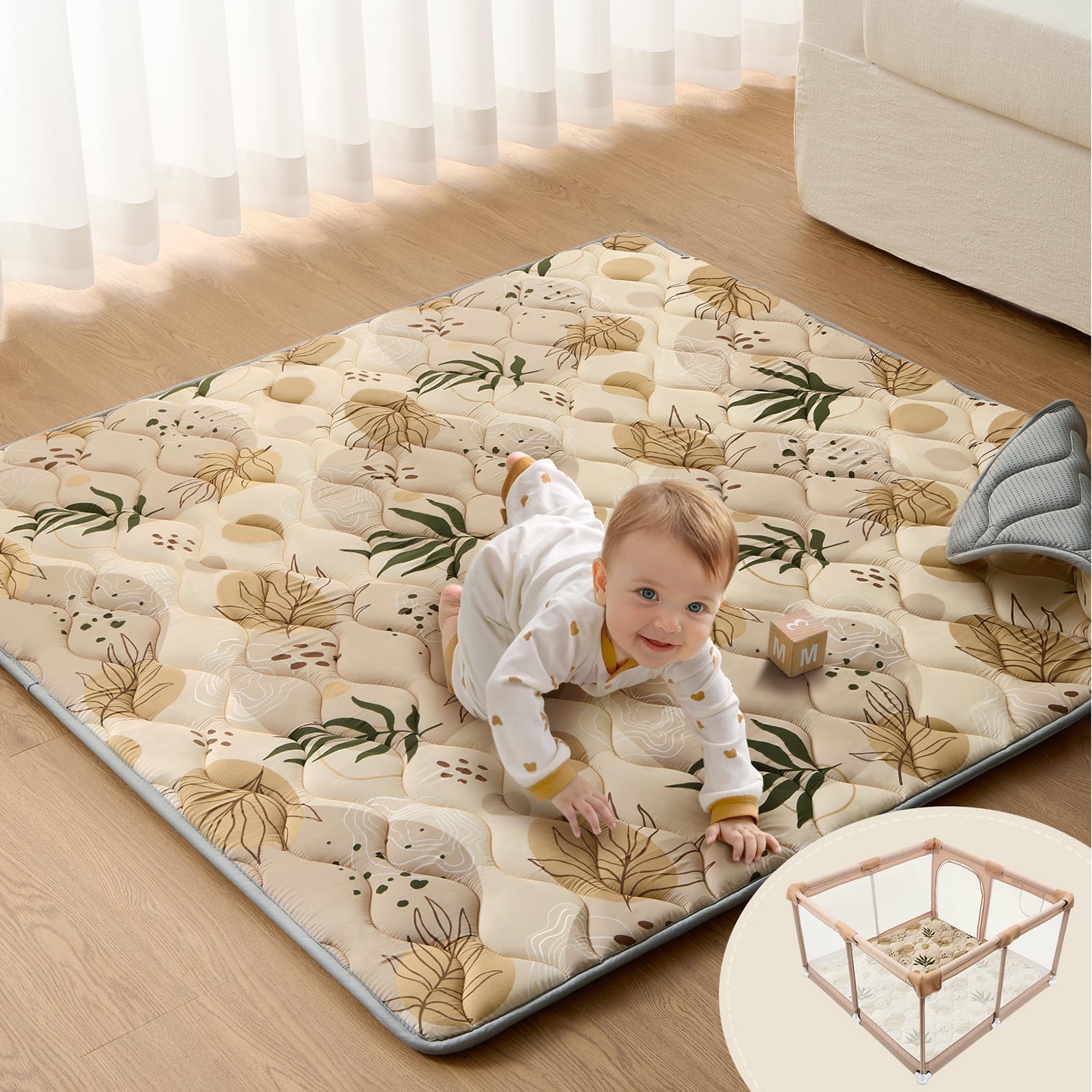 Blissful Diary Baby Play Mats for Floor, 127x127cm(50x50 Inch) Playpen Mat, Thic