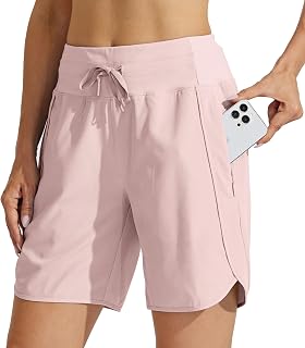 Willit Women's 7" Athletic Running Shorts Long Workout Hiking Shorts Quick Dry High Waisted Active Zipper Pocket
