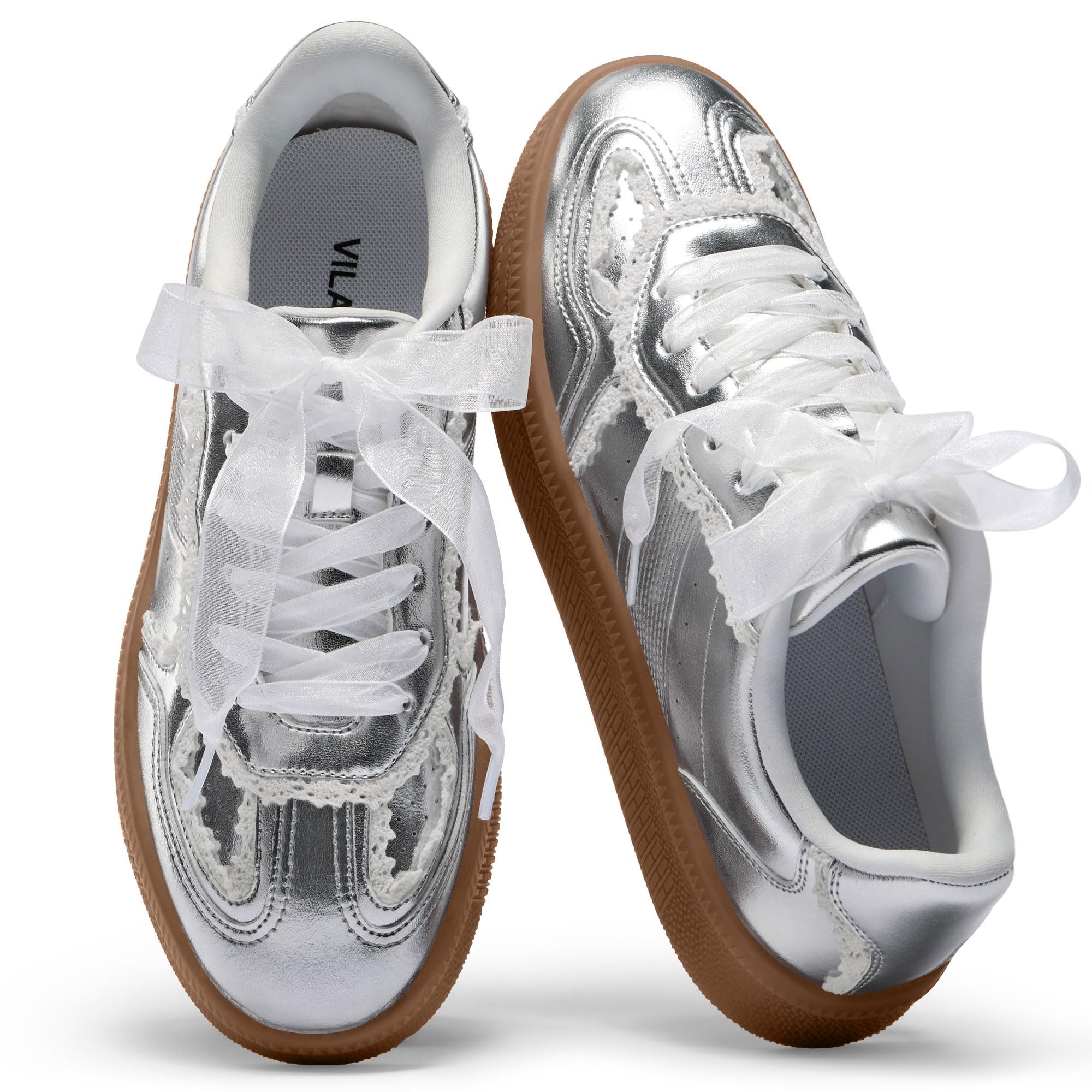 Vilanva Women's Lace Detail Fashion Sneakers Comfortable Casual Dress Sneakers w