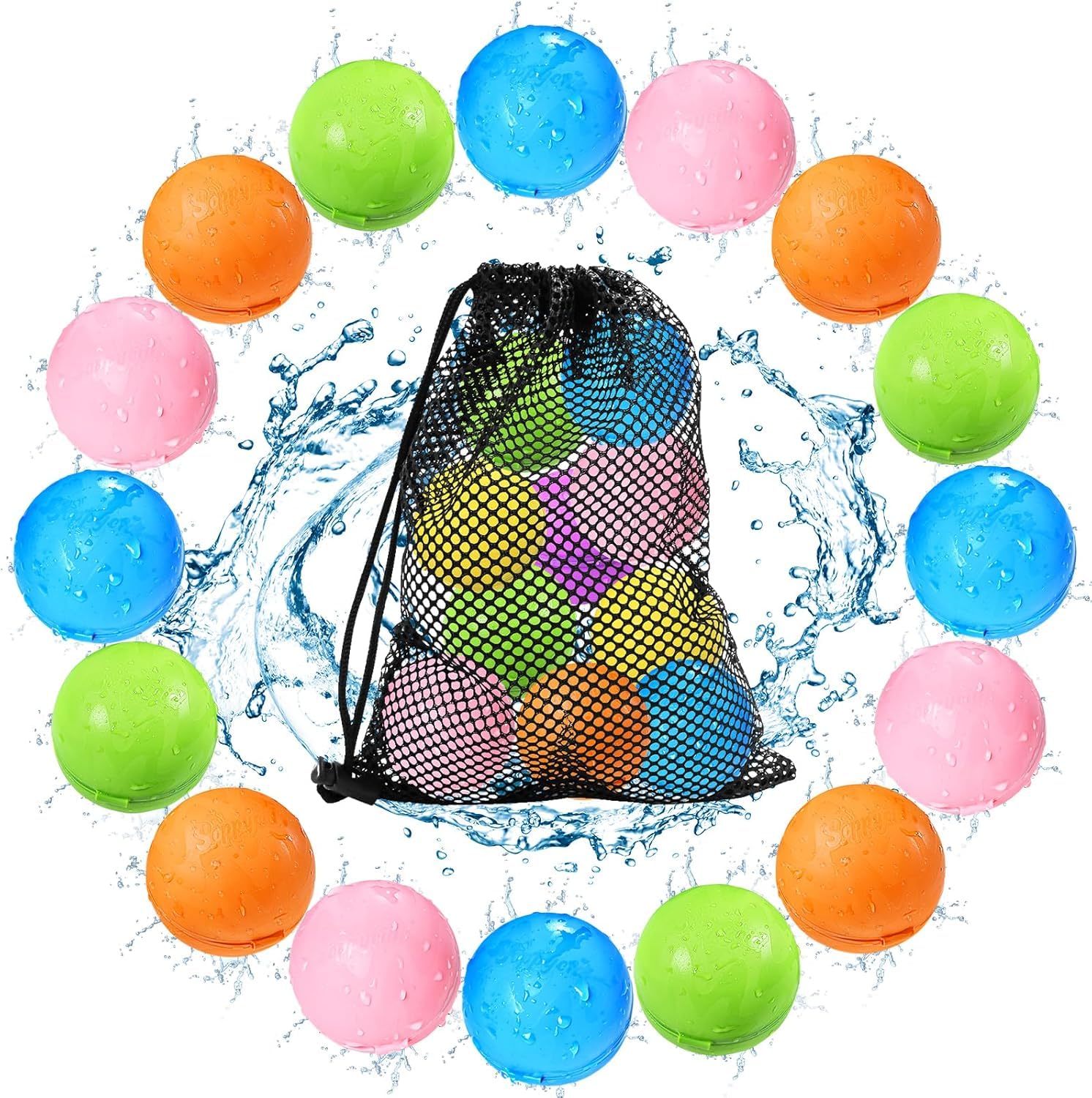 Tlitlimom 16Pcs Reusable Water Bomb Balloons, Pool Beach Toys for Kids ages 3-12