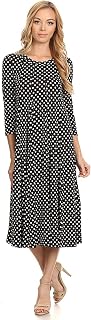 Women's Casual Basic Comfy 3/4 Sleeve Flare A-line Midi Long Maxi Dress(S-3XL)