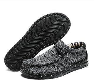 Mens Slip On Loafers Shoes Washable Men's Driving Loafers Moccasin Slippers Breathable Lightweight Deck Shoes for Men Comfort Non-Slip Walking Loafers Black Grey UK 6-12