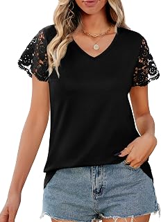 Desol Top in pizzo estivo da donna alla moda 2025 magliette a maniche corte camicie casual con scollo a V camicette abiti estivi