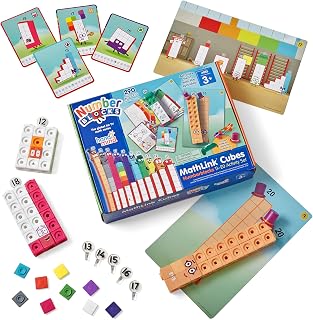 hand2mind Numberblocks MathLink Cubes 11-20 Activity Set, 30 Numberblocks Activities Linked to TV Episodes, 155 NumberBlocks MathLink Cubes, Numberblocks Toys, Math Cubes, Homeschool Supplies, 94477