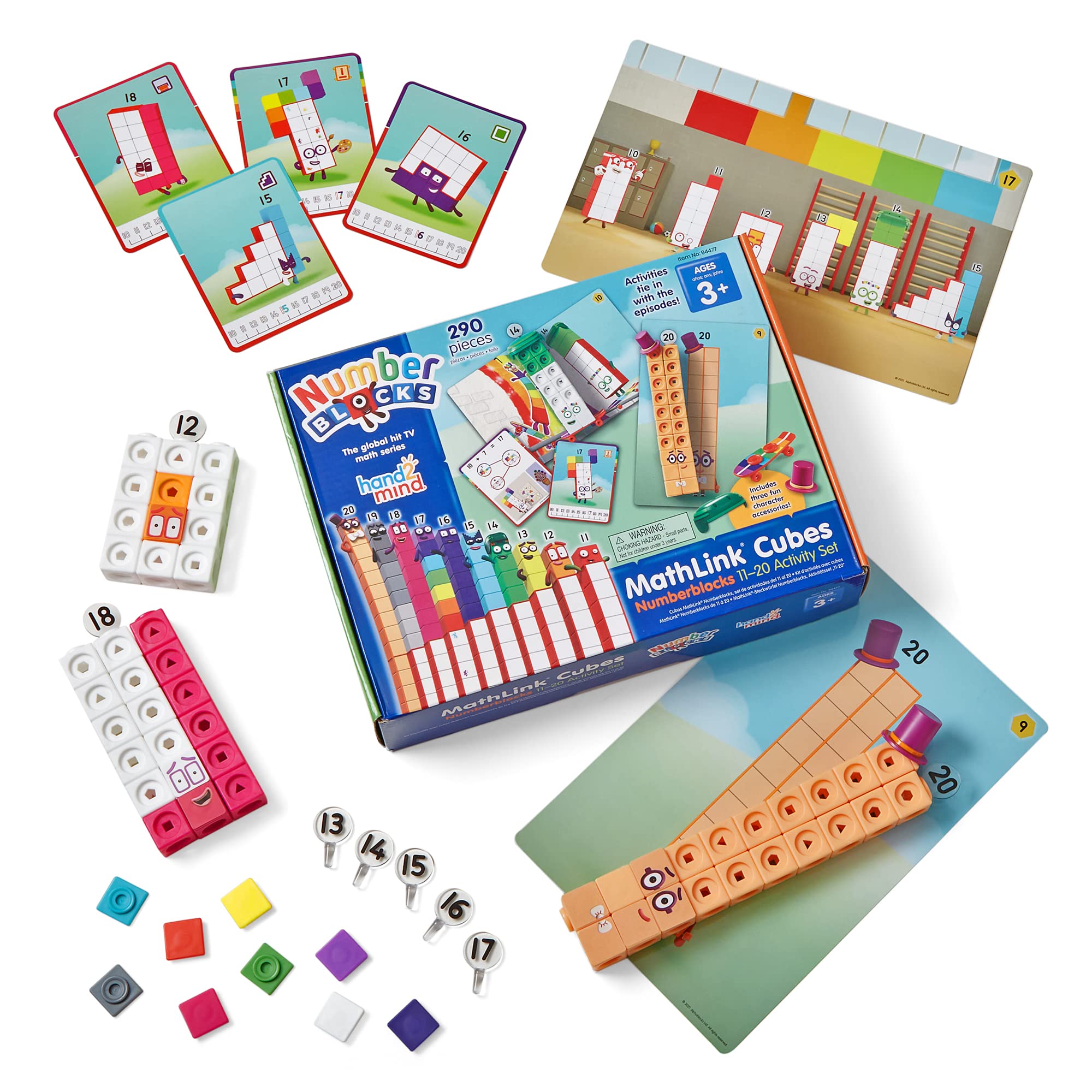 hand2mind Numberblocks MathLink Cubes 11-20 Activity Set, 30 Numberblocks Activi