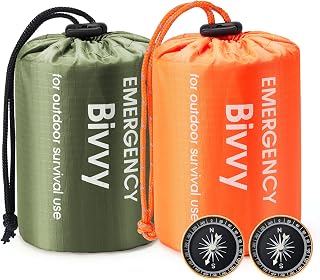 Esky Emergency Sleeping Bag, Survival Bag Portable Thermal Bivy Sack, Waterproof Lightweight Emergency Blanket Survival Gear with Compass for Camping Hiking Outdoor Adventure