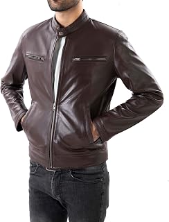 Jild Classic Single Piece Lambskin Leather Jacket Men - Everyday Wear Snap Tab Collar Men's Motorcycle Leather Jacket