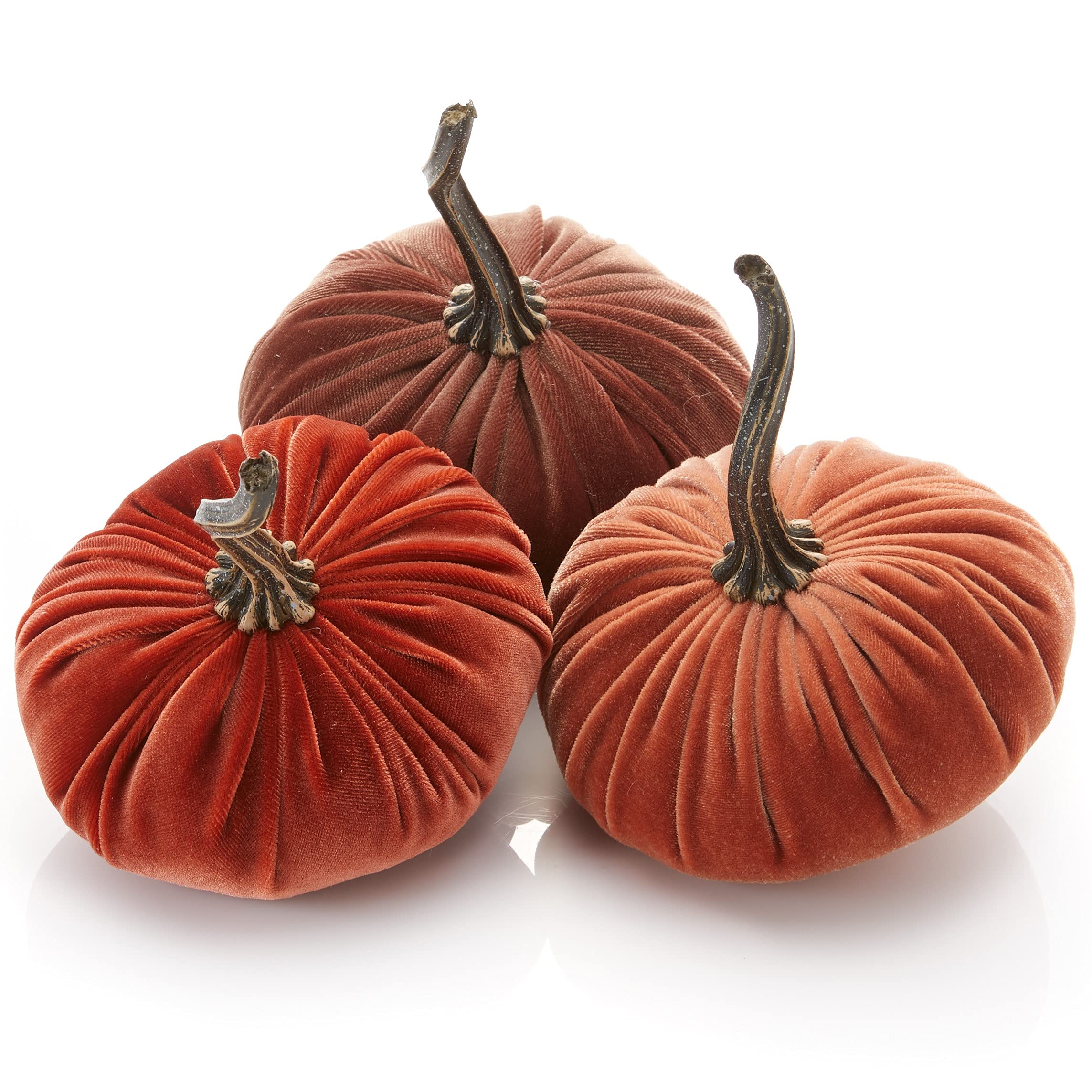 Your Heart's Content Set of 3 Small Velvet Pumpkin (Sm Harvest Bronze Rust) | au