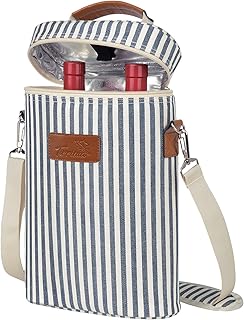 Tirrinia 2 Bottle Insulated Wine Tote Carrier Bag | Padded Wine Cooler Bag for Travel, Tasting, and Parties, Leakproof Bottle Carrier, Gift for Wine Lovers