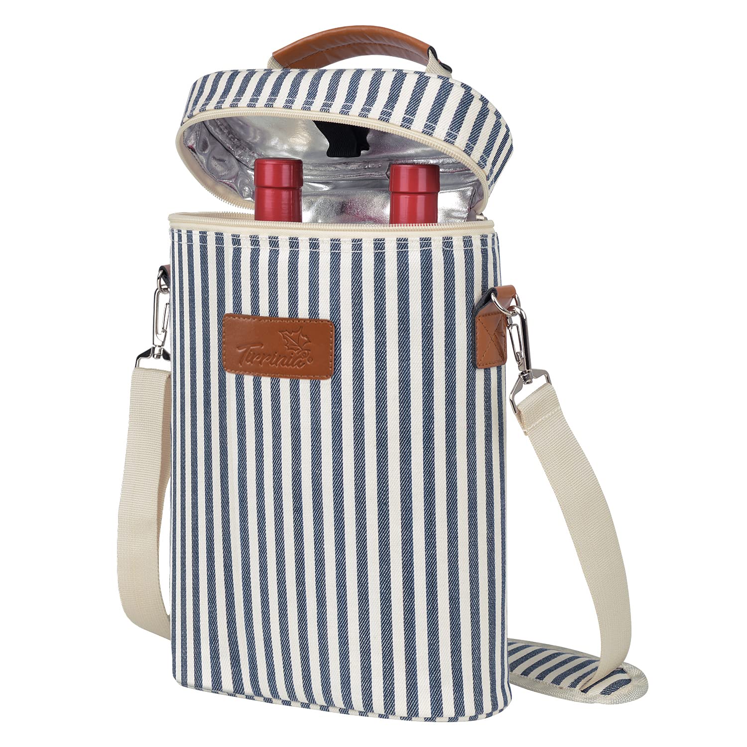 Tirrinia 2 Bottle Insulated Wine Tote Carrier Bag | Padded Wine Cooler Bag for T