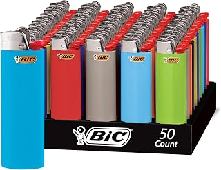 BIC Pocket Lighters, Classic Collection, Assorted Unique Lighter Colours, 50 Count Tray of Pocket Lighters