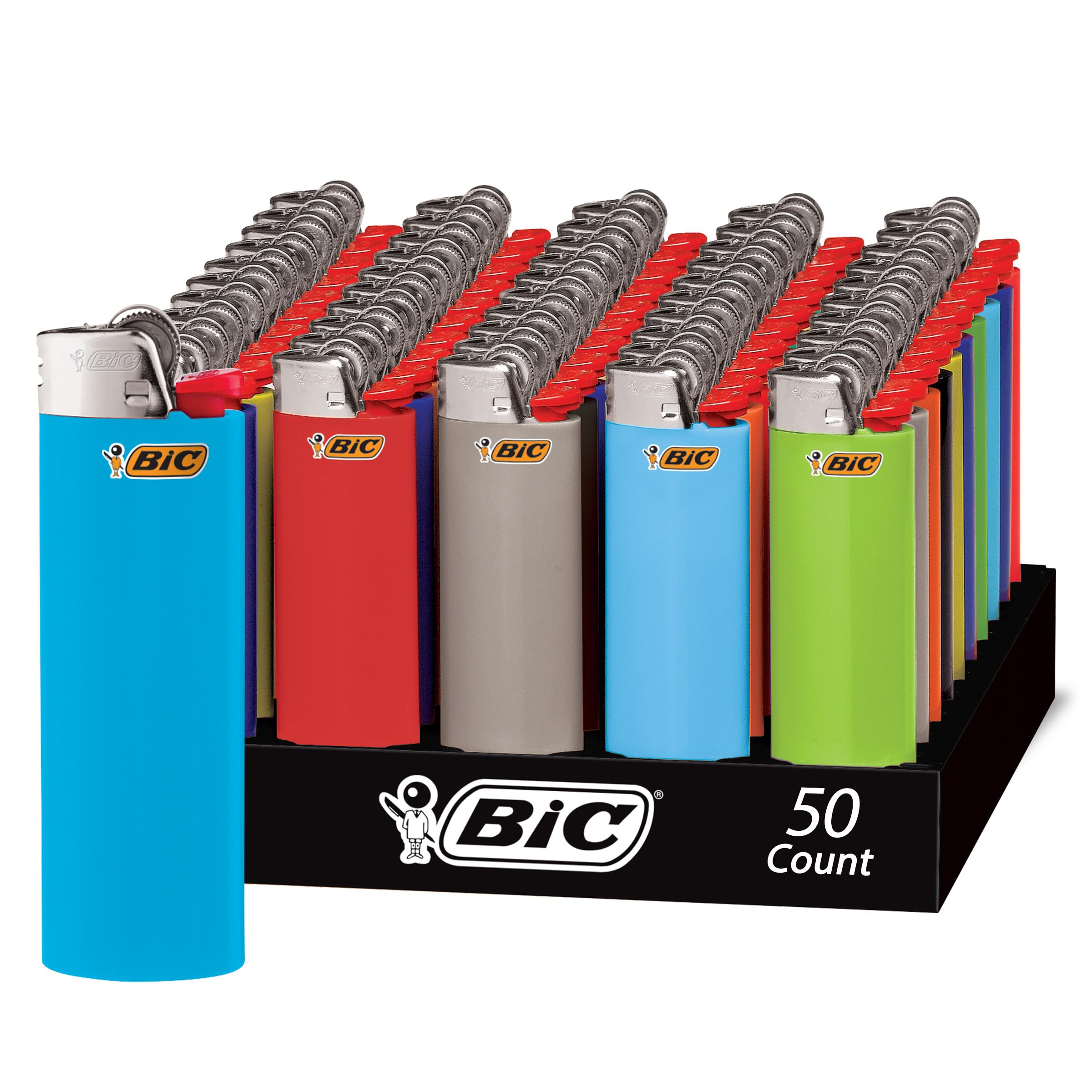 BIC Pocket Lighters, Classic Collection, Assorted Unique Lighter Colours, 50 Cou