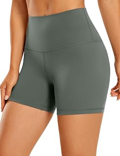 CRZ YOGA Butterluxe Women High Waist Biker Shorts Yoga Short Leggings - 25cm, Sage Grey, 44