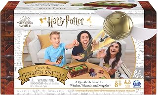 Spin Master Games Harry Potter Catch The Golden Snitch Family Game Night | Fast-Paced Quidditch Action, Promotes Quick Reflexes & Strategic Thinking, Includes Chest & Snitch, 3-4 Players, Ages 8+