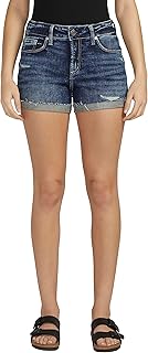 Silver Jeans Co. Women's Suki Mid Rise Curvy Fit Short Denim Shorts