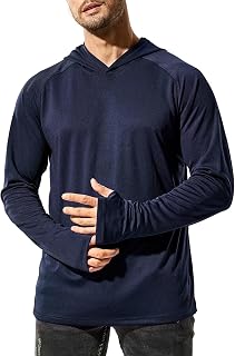 MIER Camisas con capucha para hombre de manga larga, Azul Marino, XXX-Large