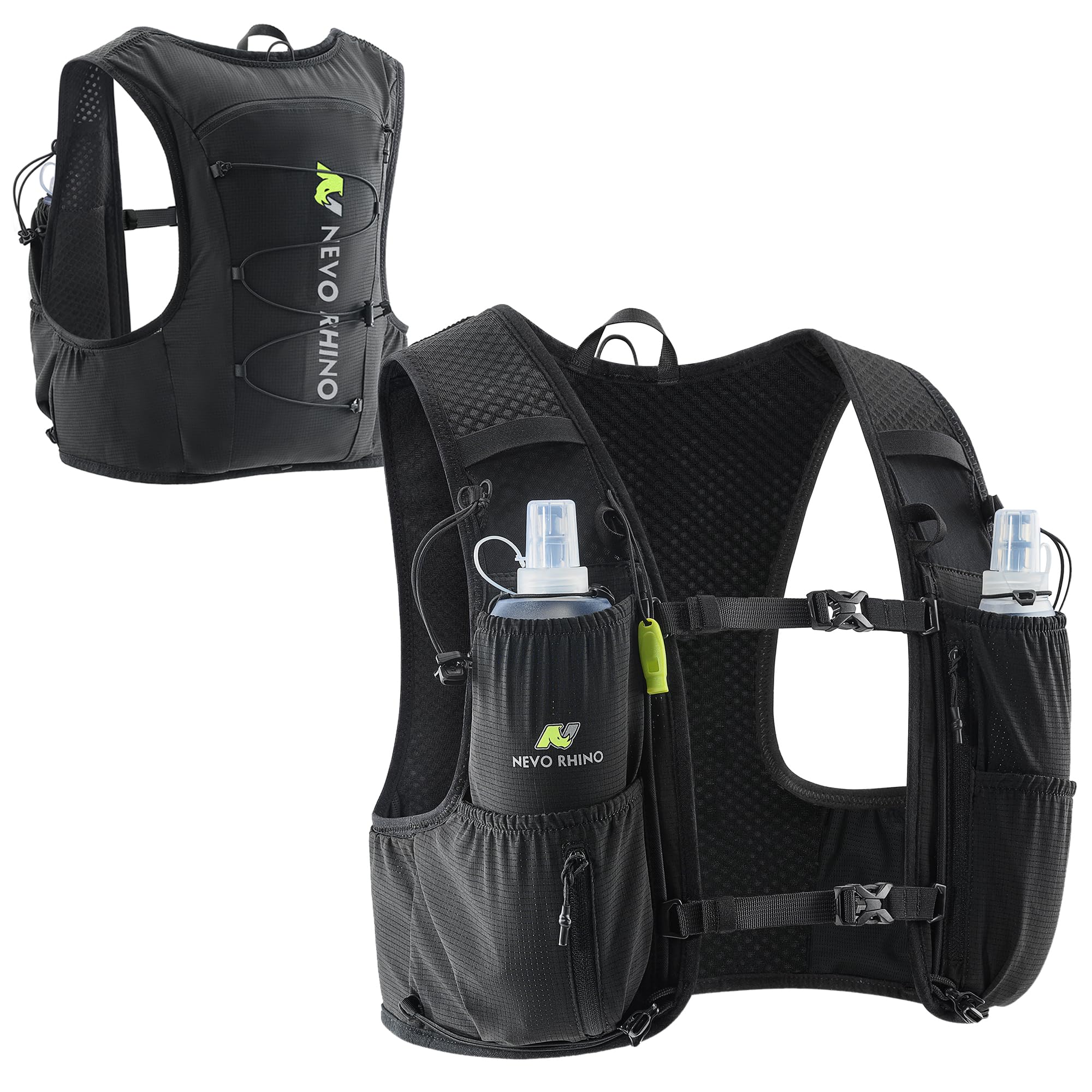 N NEVO RHINO ランニングベスト レディース メンズ 5L 軽量 ランニング ハイドレーションベスト TPU 500ml ソフトフラスコ 通気性あり 