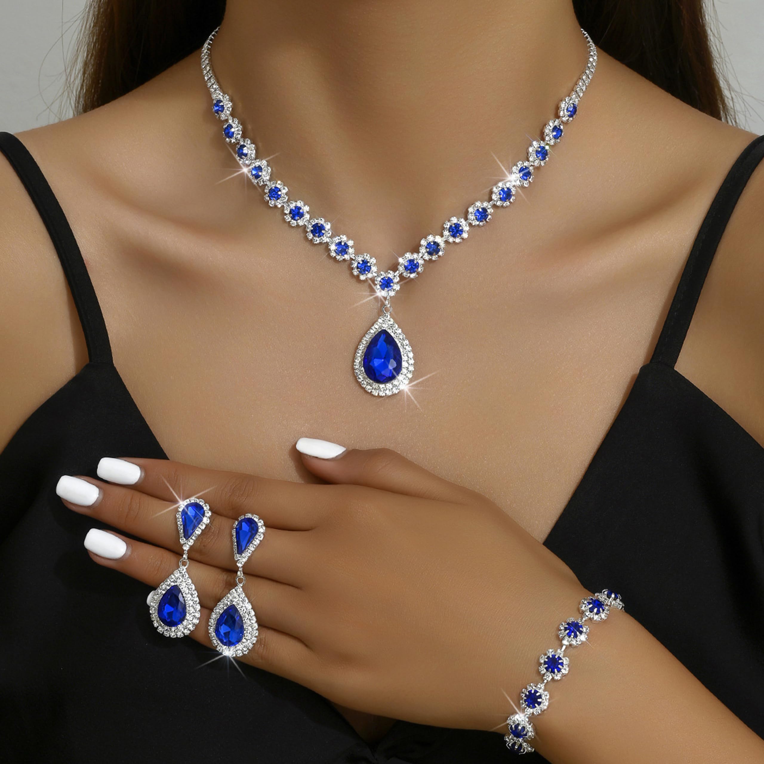 Bridal Jewellery Set Necklace and Earrings Bridesmaid Rhinestone Set Formal Acce