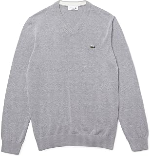 Lacoste Men's Monochrome Cotton V-neck Sweater