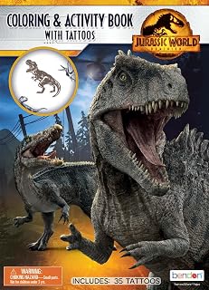 Universal Jurassic World Dominion 48 Page Coloring and Activity Book with Temporary Tattoos 53051