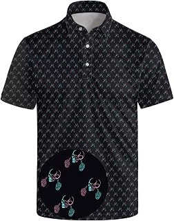 Golf Polo Shirts for Men Funny Print Short Sleeve Golf Shirts Performance Golf Polos