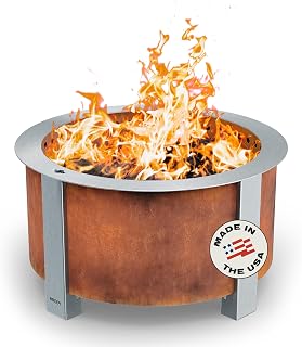 Breeo X Series 24 - Corten Steel Smokeless Fire Pit for Outside - 27.5 in | 62 pounds, smokeless firepit for outside, ideal for families, compatible with wide range of Breeo accessories