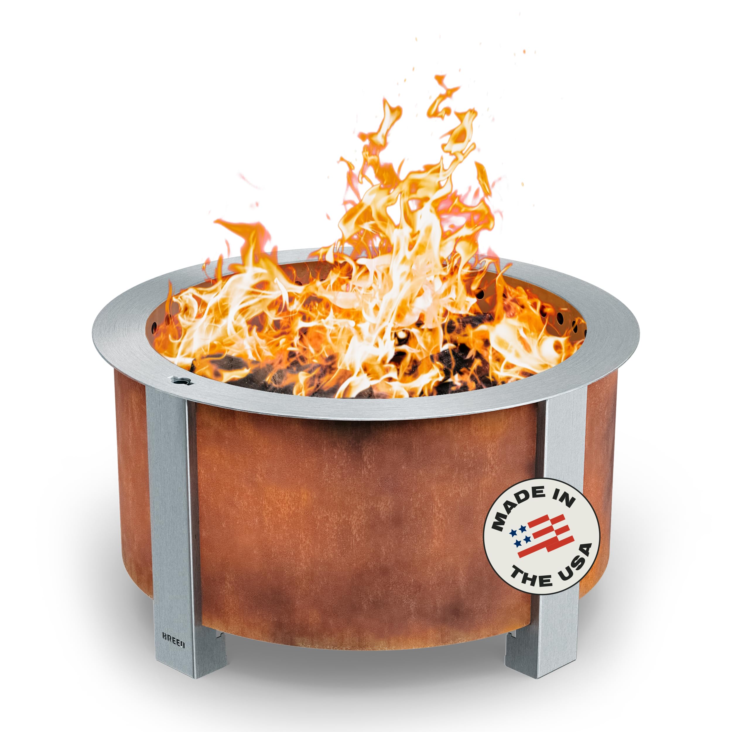 Breeo X Series 24 - Corten Steel Smokeless Fire Pit for Outside - 27.5 in | 62 p